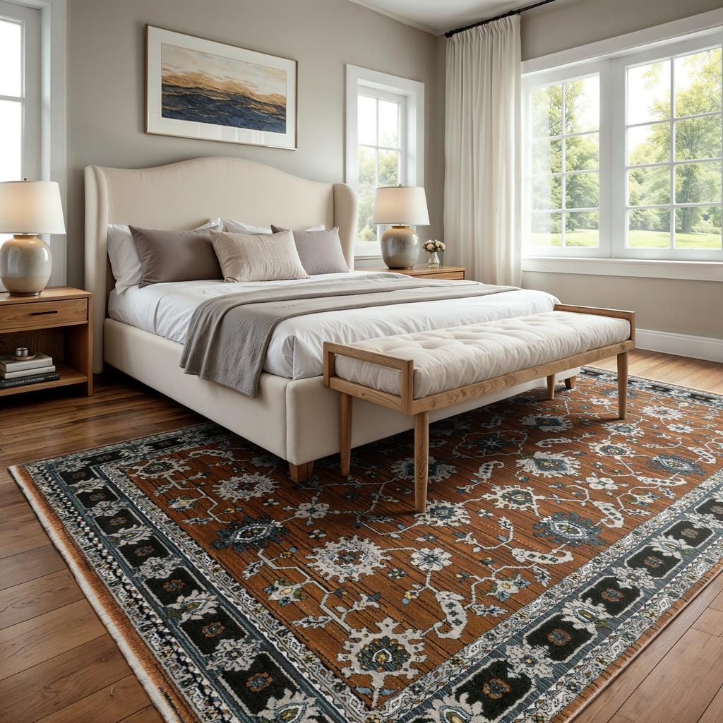 Oriental Weavers Keira KEI05 Rust Rectangle Indoor Area Rug Oriental Pattern-