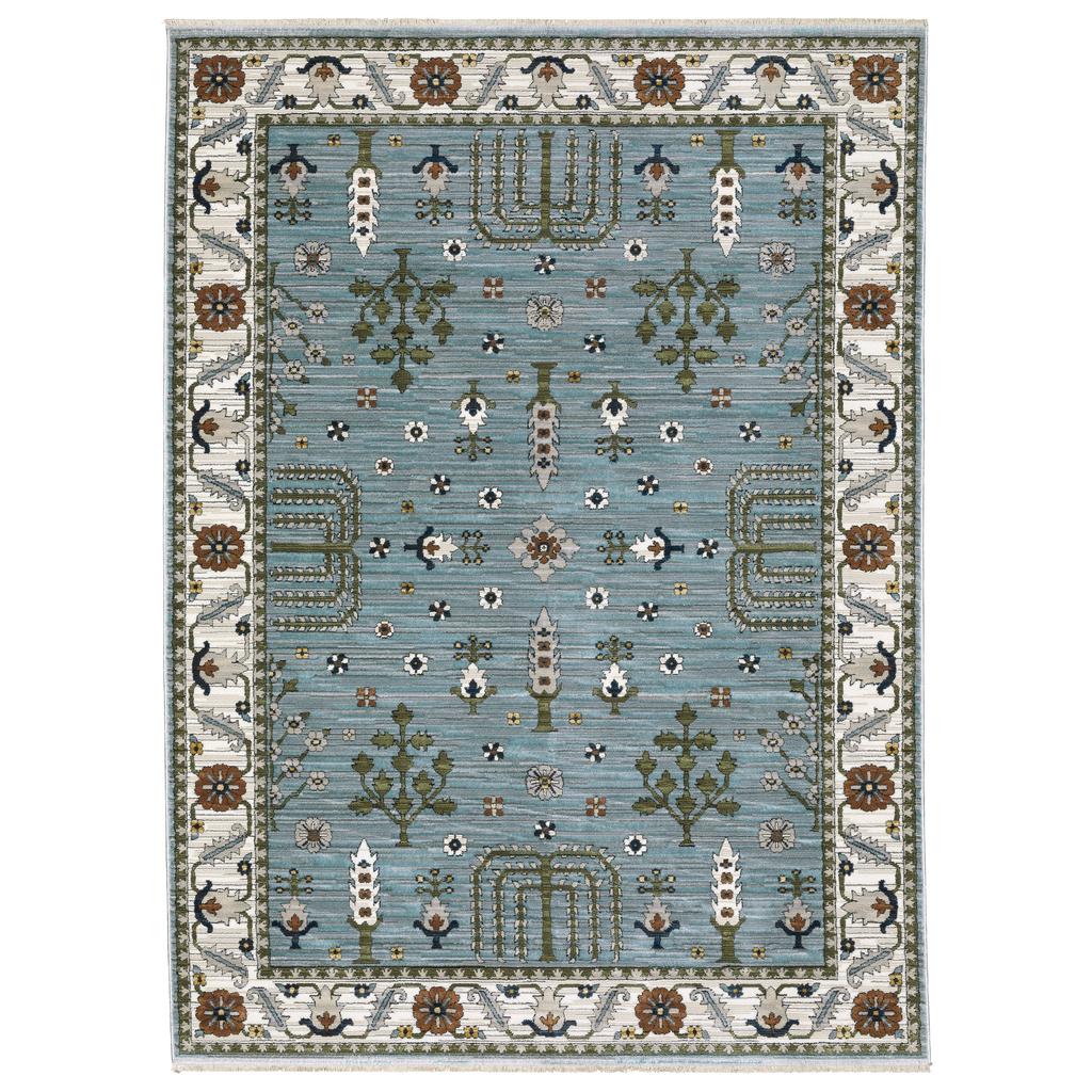 Oriental Weavers Keira KEI06 Blue Rectangle Indoor Area Rug Floral Pattern-