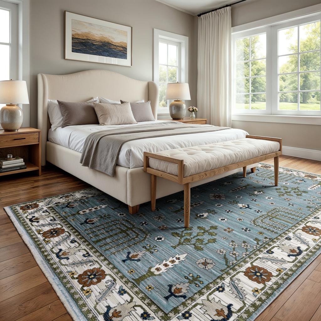 Oriental Weavers Keira KEI06 Blue Rectangle Indoor Area Rug Floral Pattern-