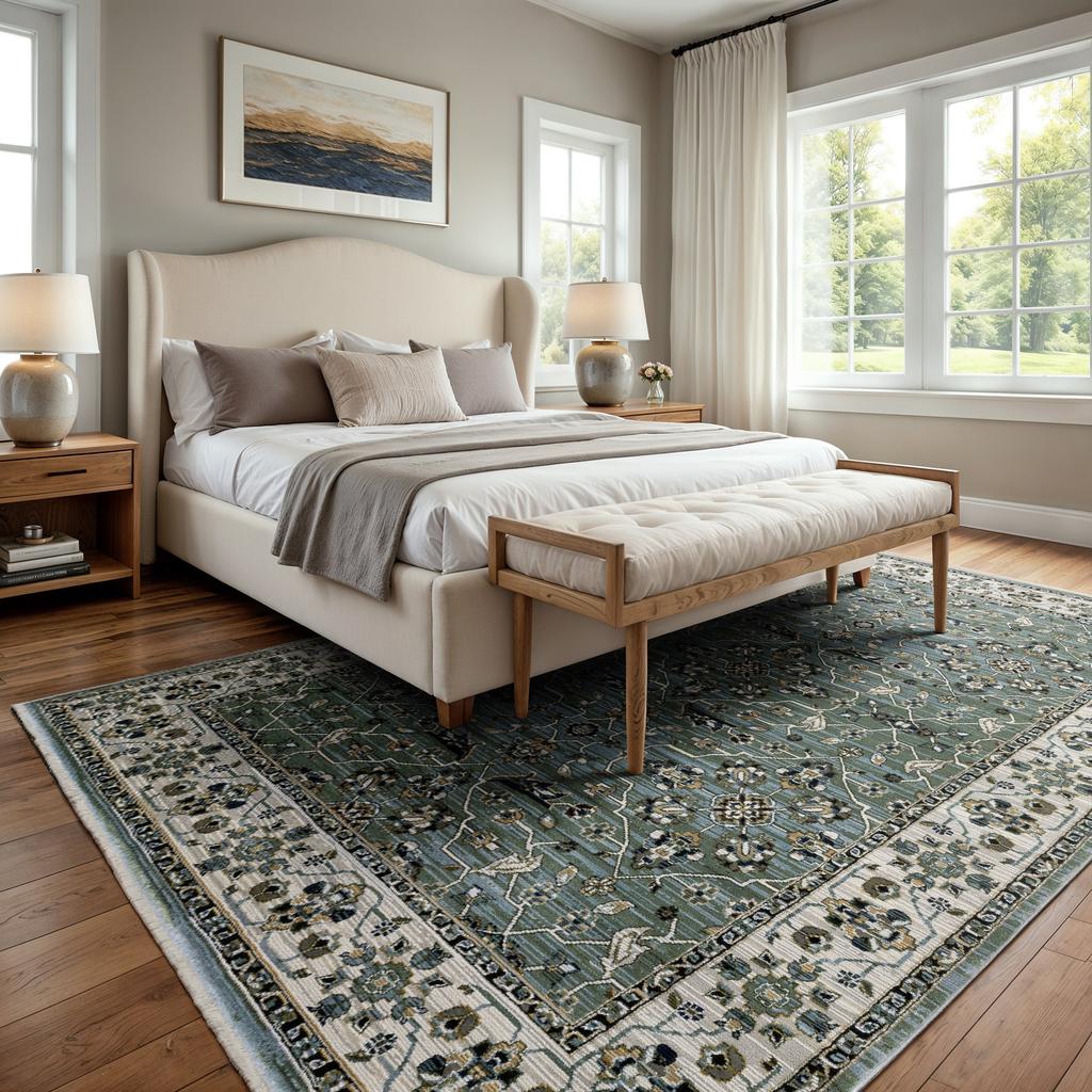 Oriental Weavers Keira KEI07 Blue Rectangle Indoor Area Rug Floral Pattern-