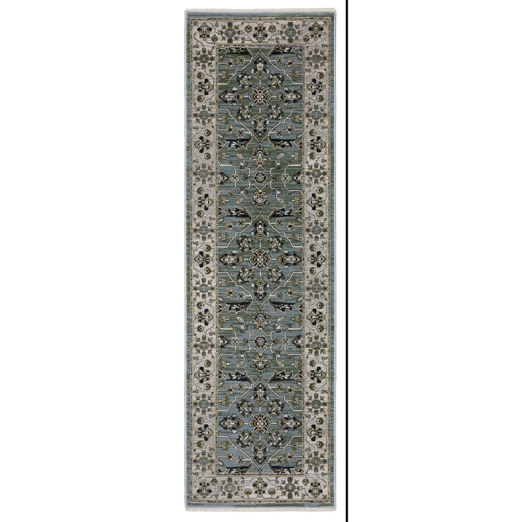 Oriental Weavers Keira KEI07 Blue Rectangle Indoor Runner Floral Pattern-