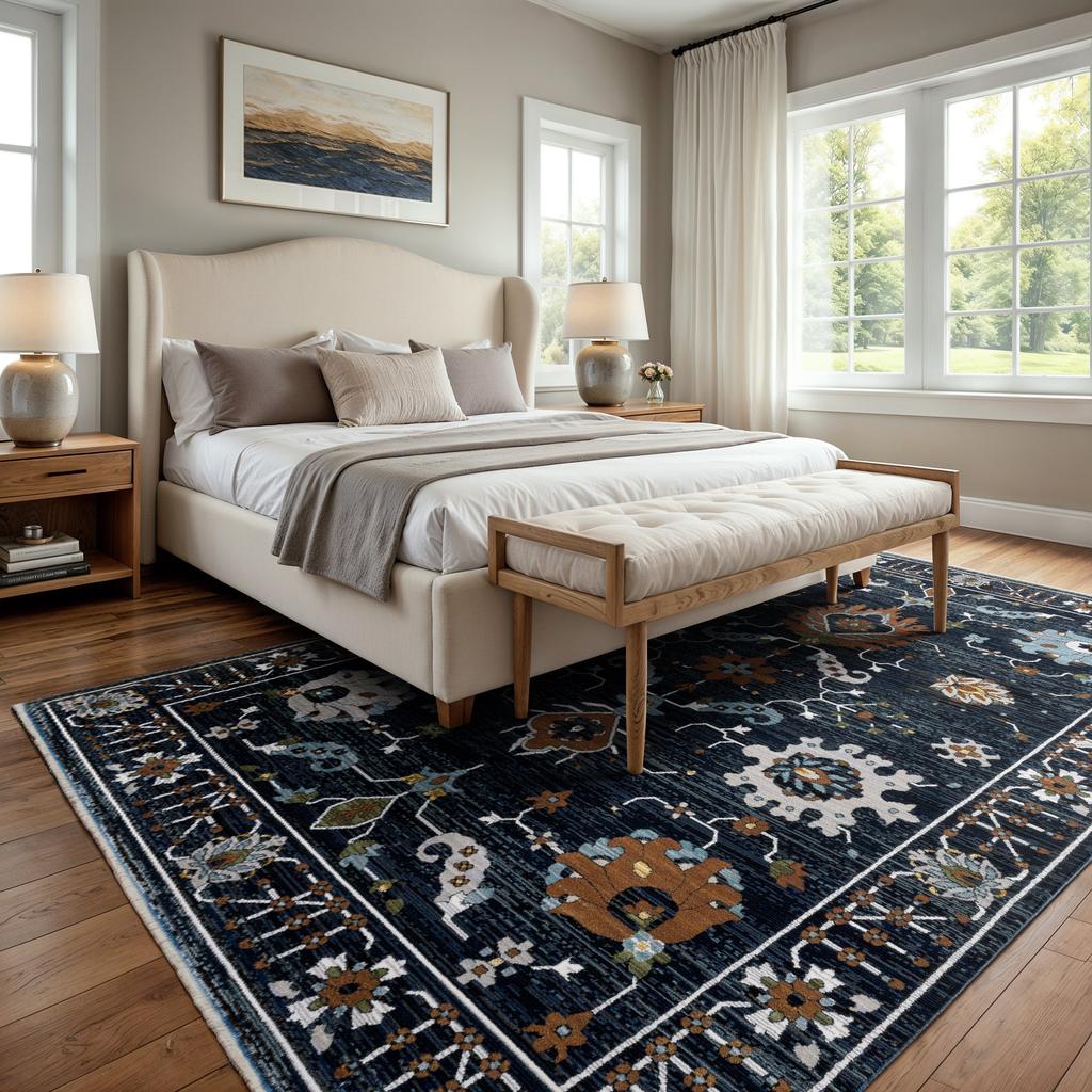 Oriental Weavers Keira KEI08 Blue Rectangle Indoor Area Rug Oriental Pattern-