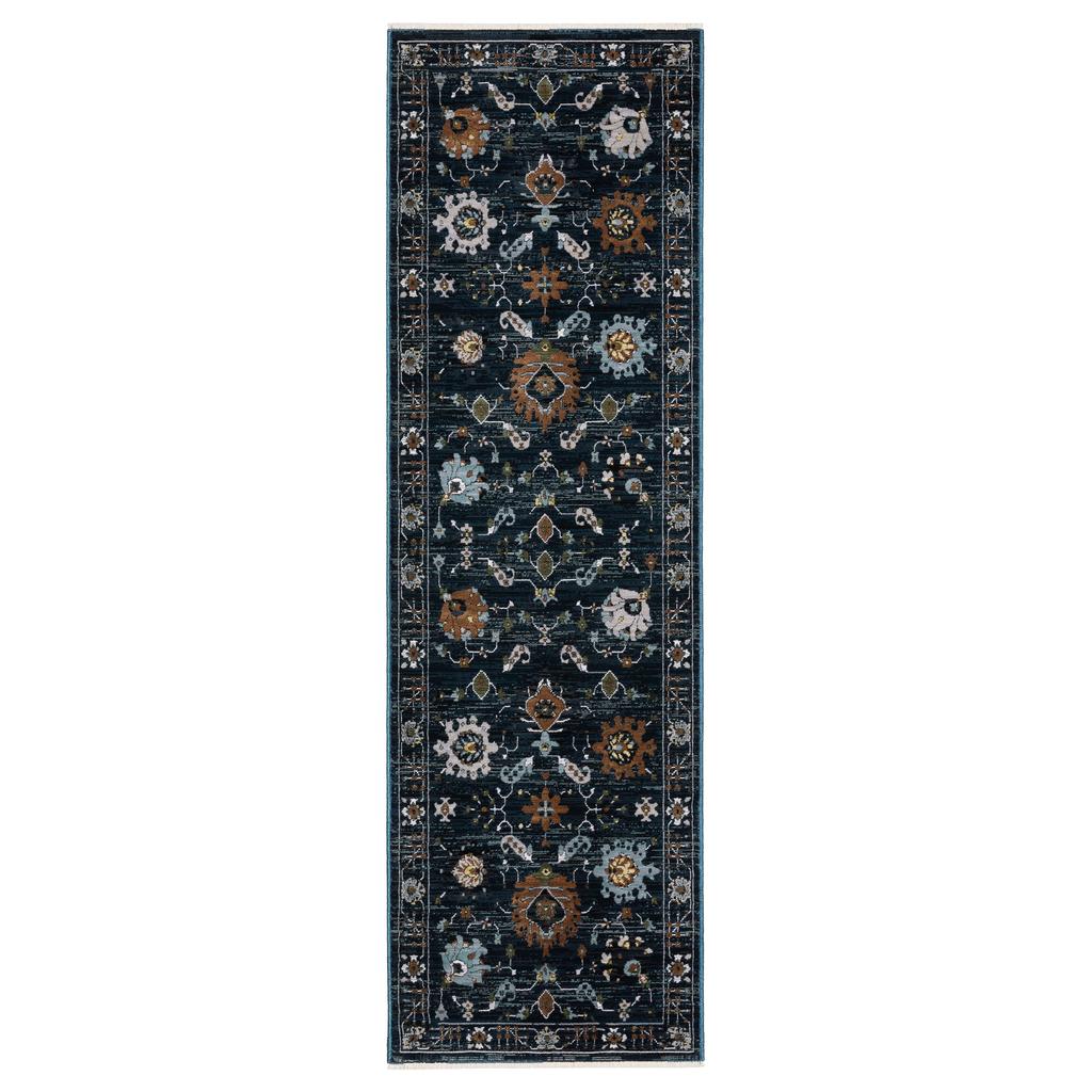 Oriental Weavers Keira KEI08 Blue Rectangle Indoor Runner Oriental Pattern-
