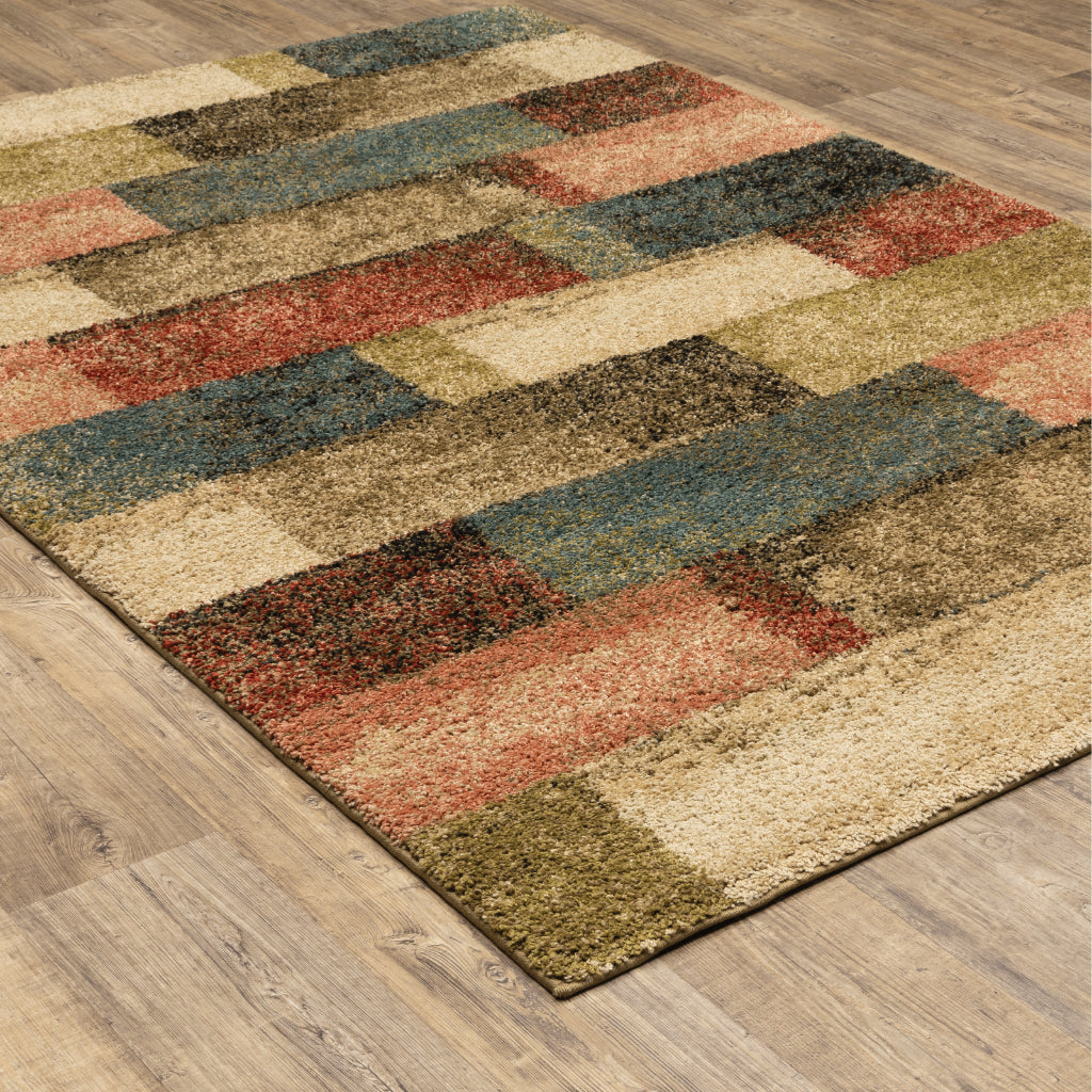 Oriental Weavers Kendall 1330D Multicolor Rectangle Indoor Plush Area Rug - Stain Resistant Geometric Rug