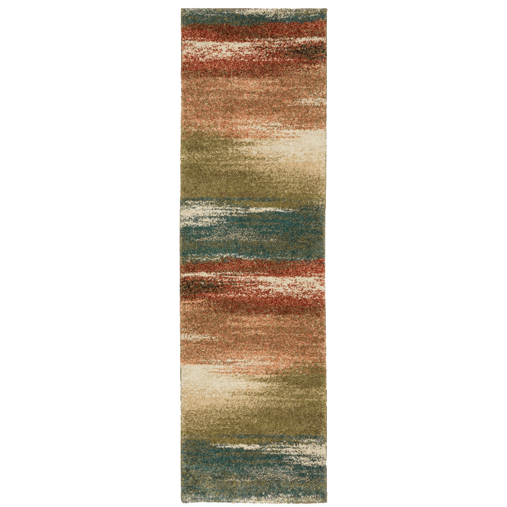 Oriental Weavers Kendall 5570X Multicolor Rectangle Indoor Plush Runner - Stain Resistant Abstract Rug