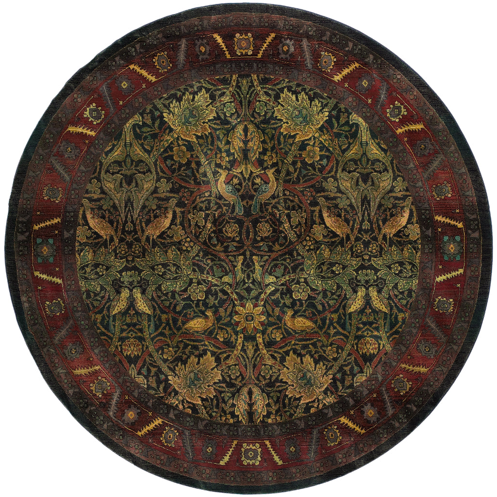 Oriental Weavers Kharma 470X4 Multicolor Round Indoor Area Rug - Stain Resistant Dining Room Rug with Floral Design