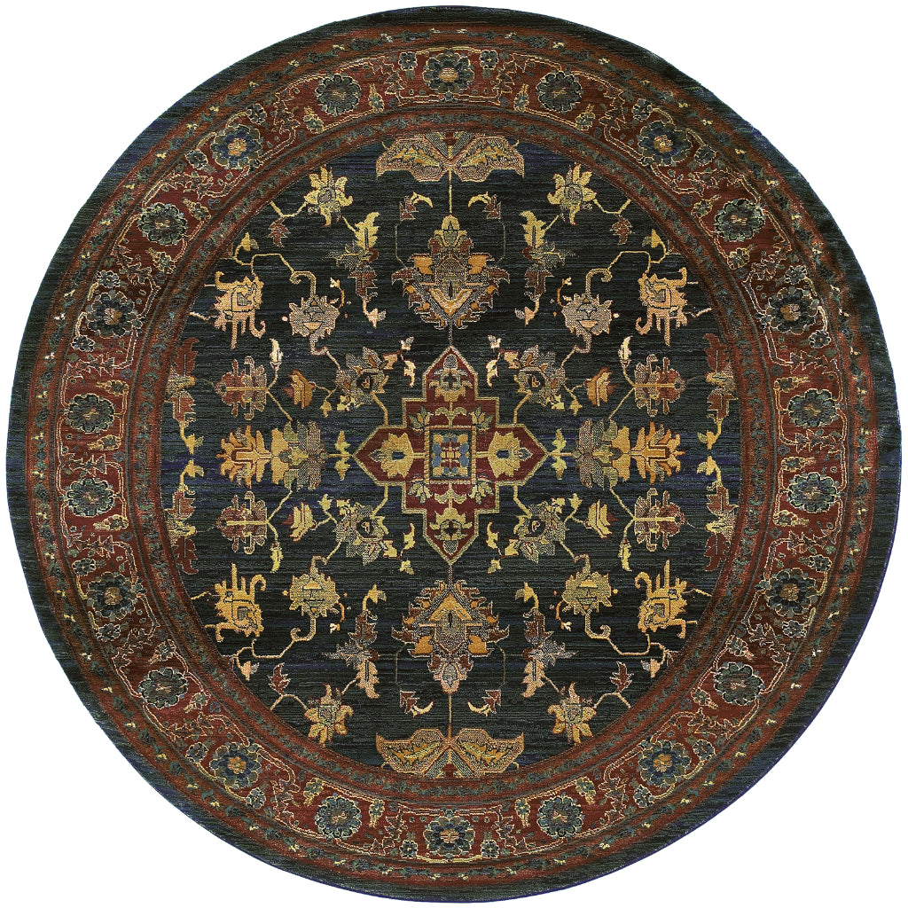 Oriental Weavers Kharma 836F4 Multicolor Round Indoor Area Rug - Stain Resistant Dining Room Rug with Oriental Design