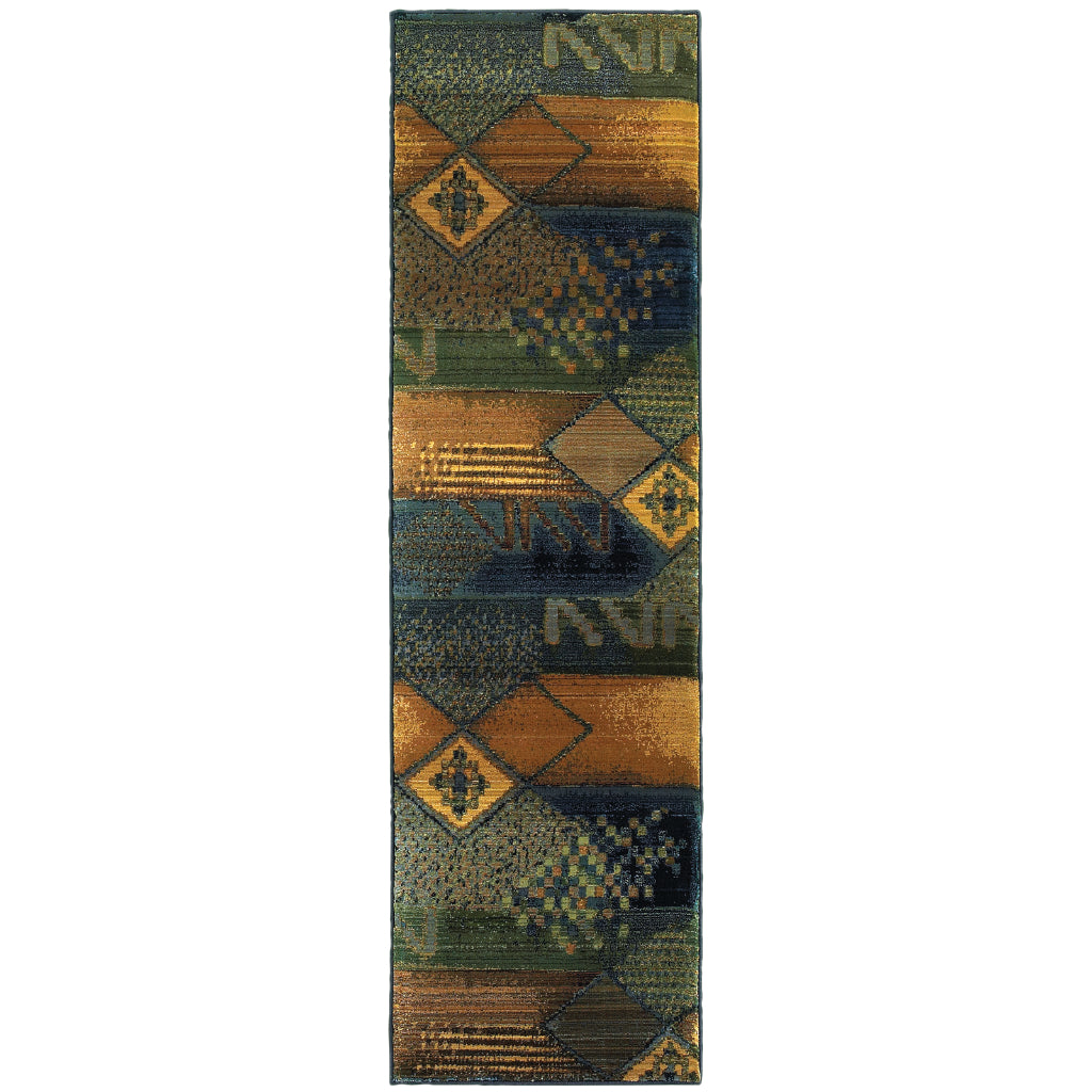 Oriental Weavers Kharma II 618F4 Multicolor Rectangle Indoor Runner - Stain Resistant Rug with Abstract Design