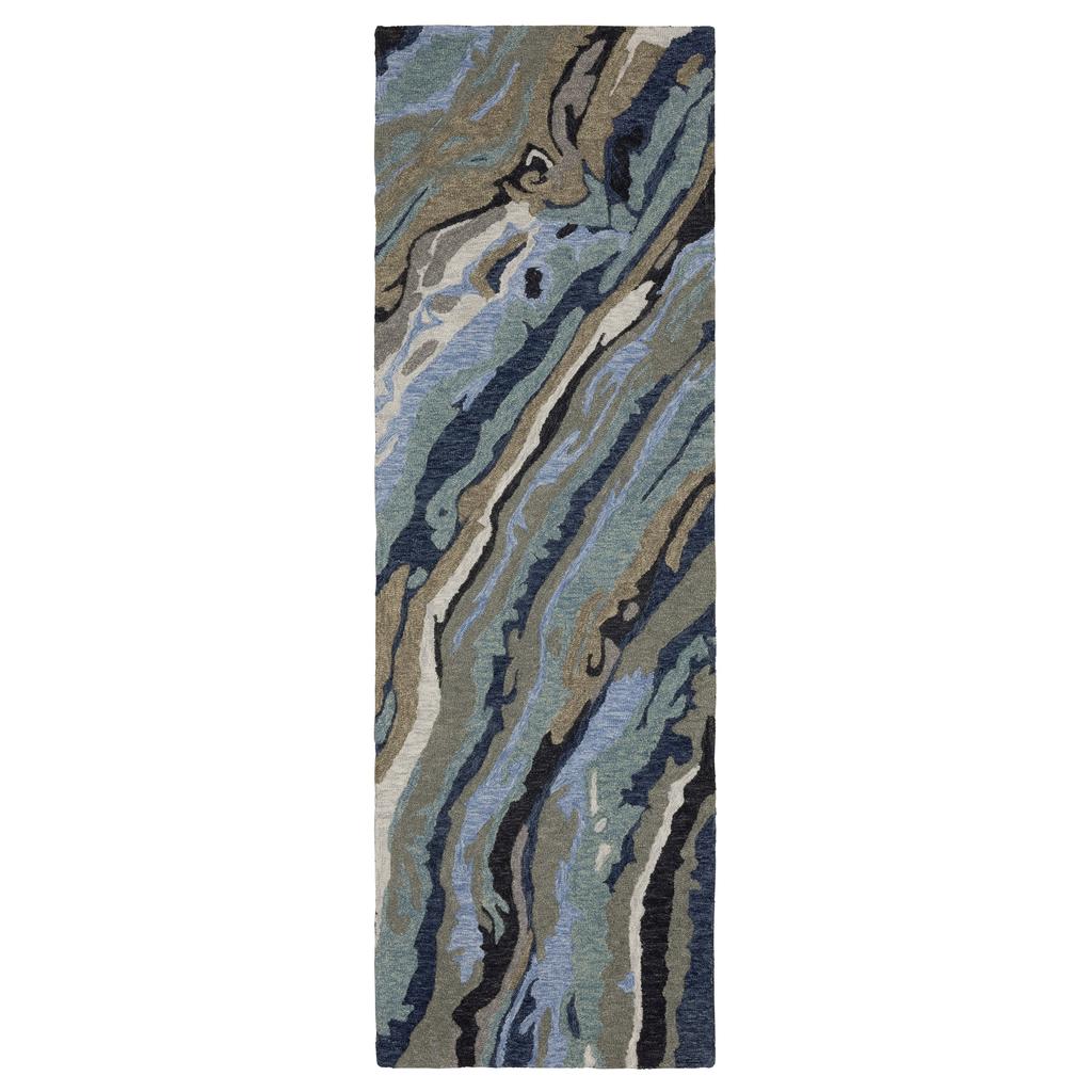 Oriental Weavers Kipton KIP03 Blue Rectangle Indoor Runner Abstract Pattern-