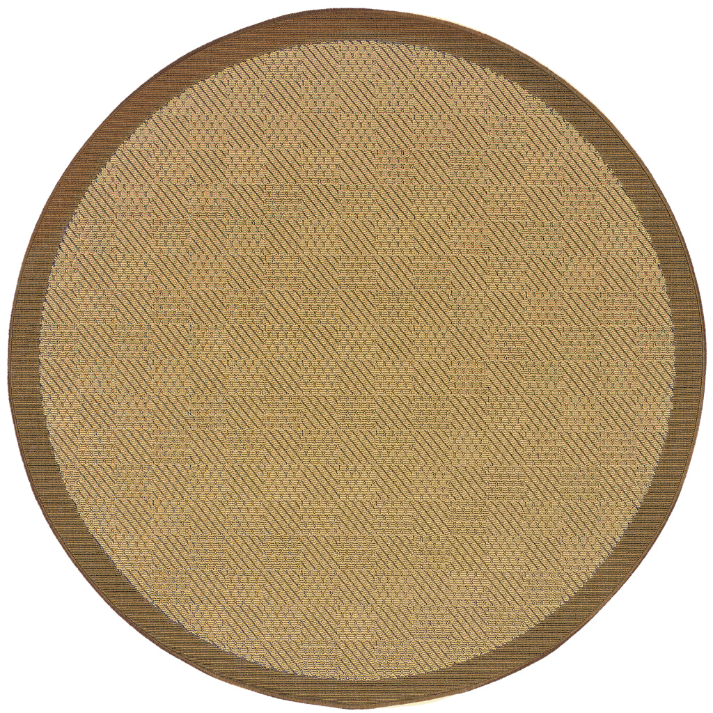 Oriental Weavers Lanai 525D7 Beige/Brown Round Indoor / Outdoor Area Rug - Stain Resistant Machine Made Rug for Dining &amp; Living Spaces