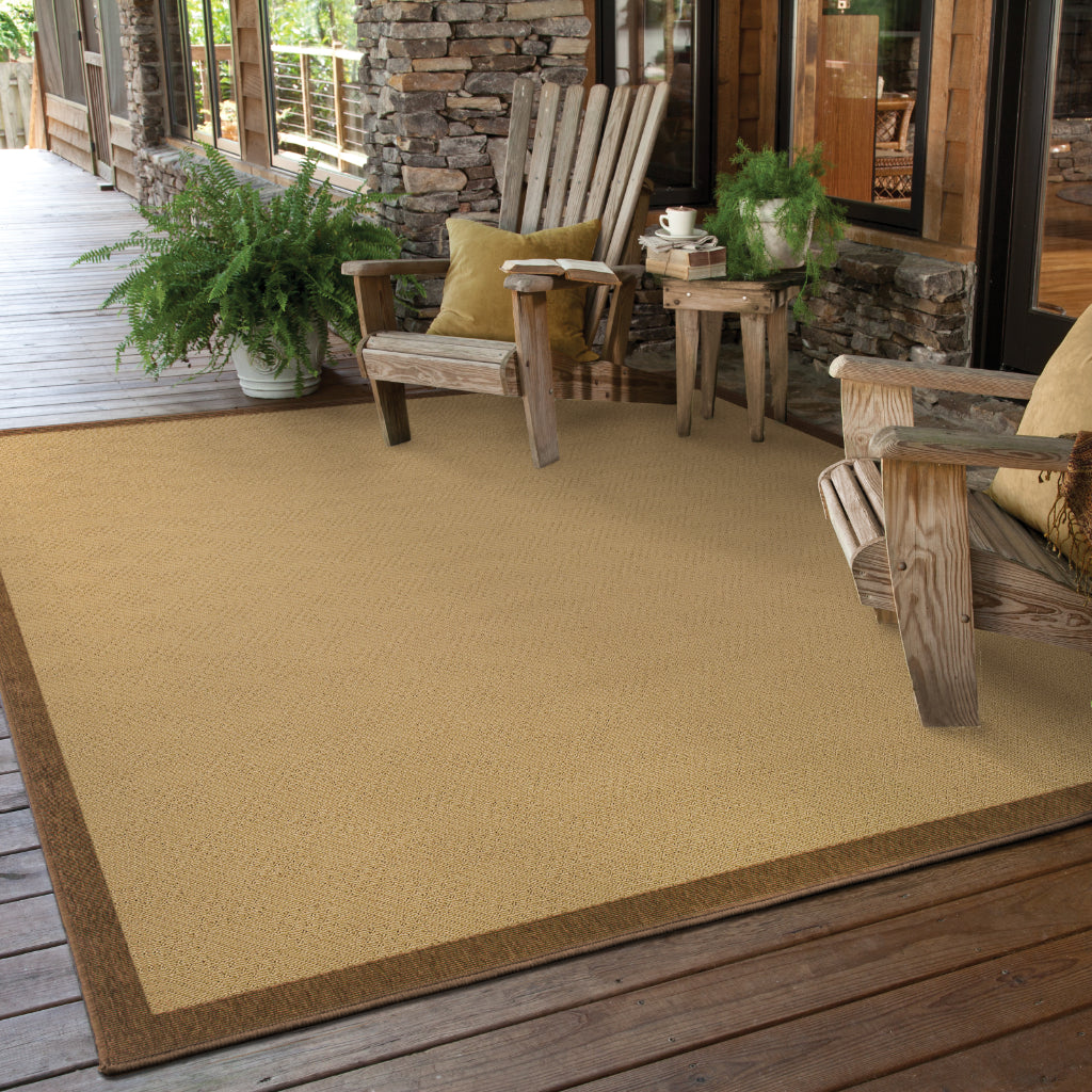 Oriental Weavers Lanai 525D7 Beige/Brown Rectangle Indoor / Outdoor Area Rug - Stain Resistant Machine Made Patio Rug with Casual Design