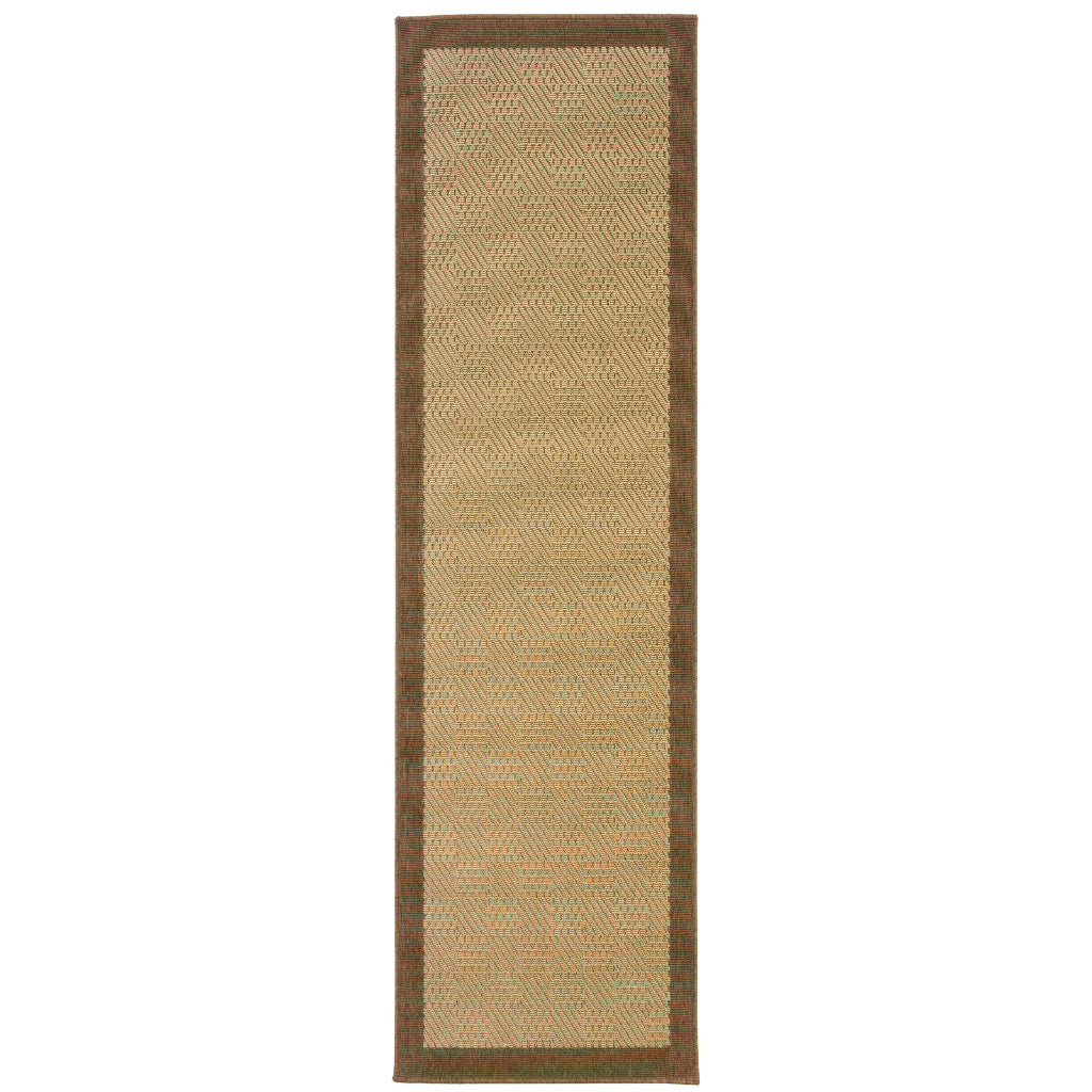 Oriental Weavers Lanai 525D7 Beige/Brown Rectangle Indoor / Outdoor Runner - Stain Resistant Machine Made Entryway &amp; Hallway Runner with Casual Design