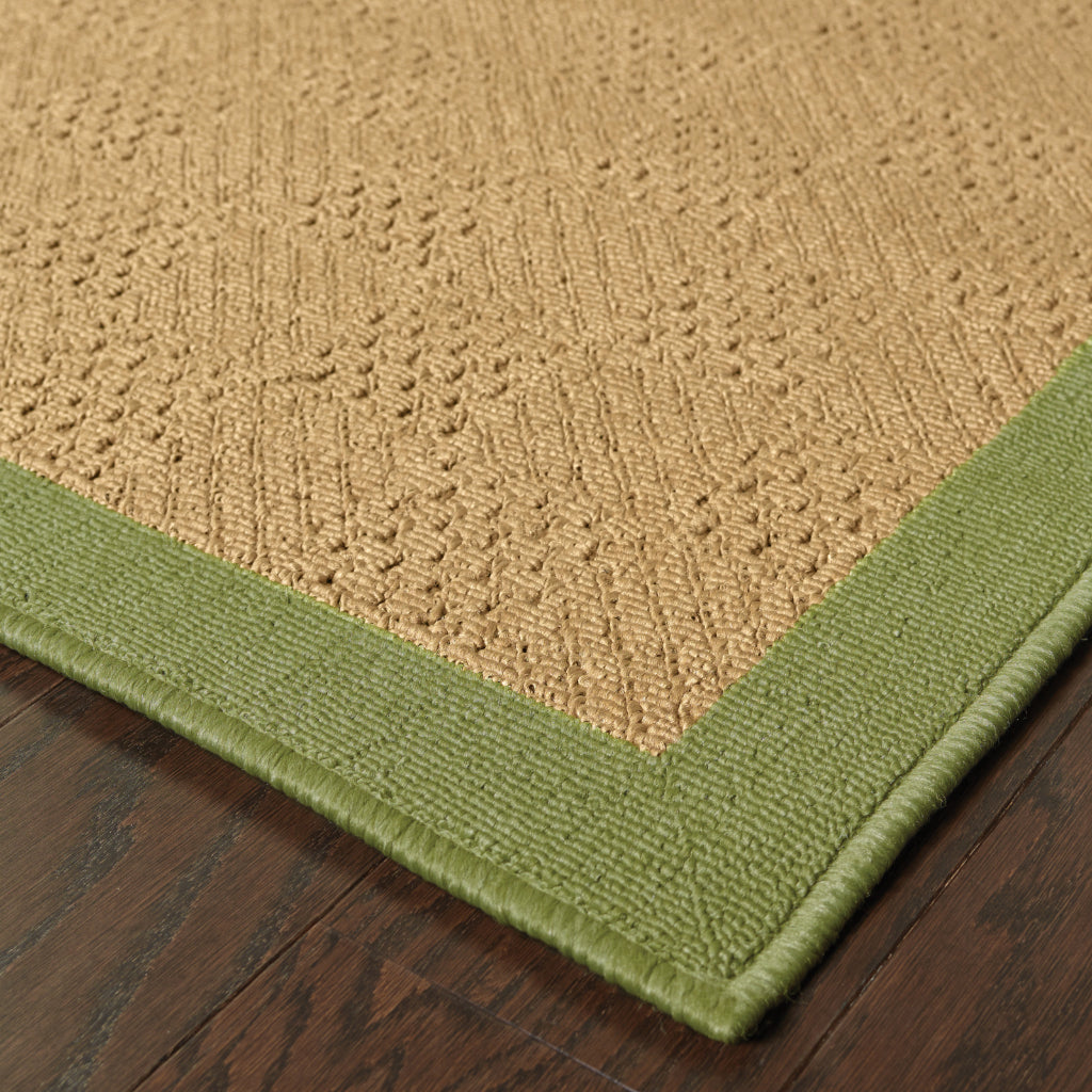 Oriental Weavers Lanai 525G6 Beige/Green Rectangle Indoor / Outdoor Runner - Stain Resistant Machine Made Entryway &amp; Hallway Runner with Casual Design