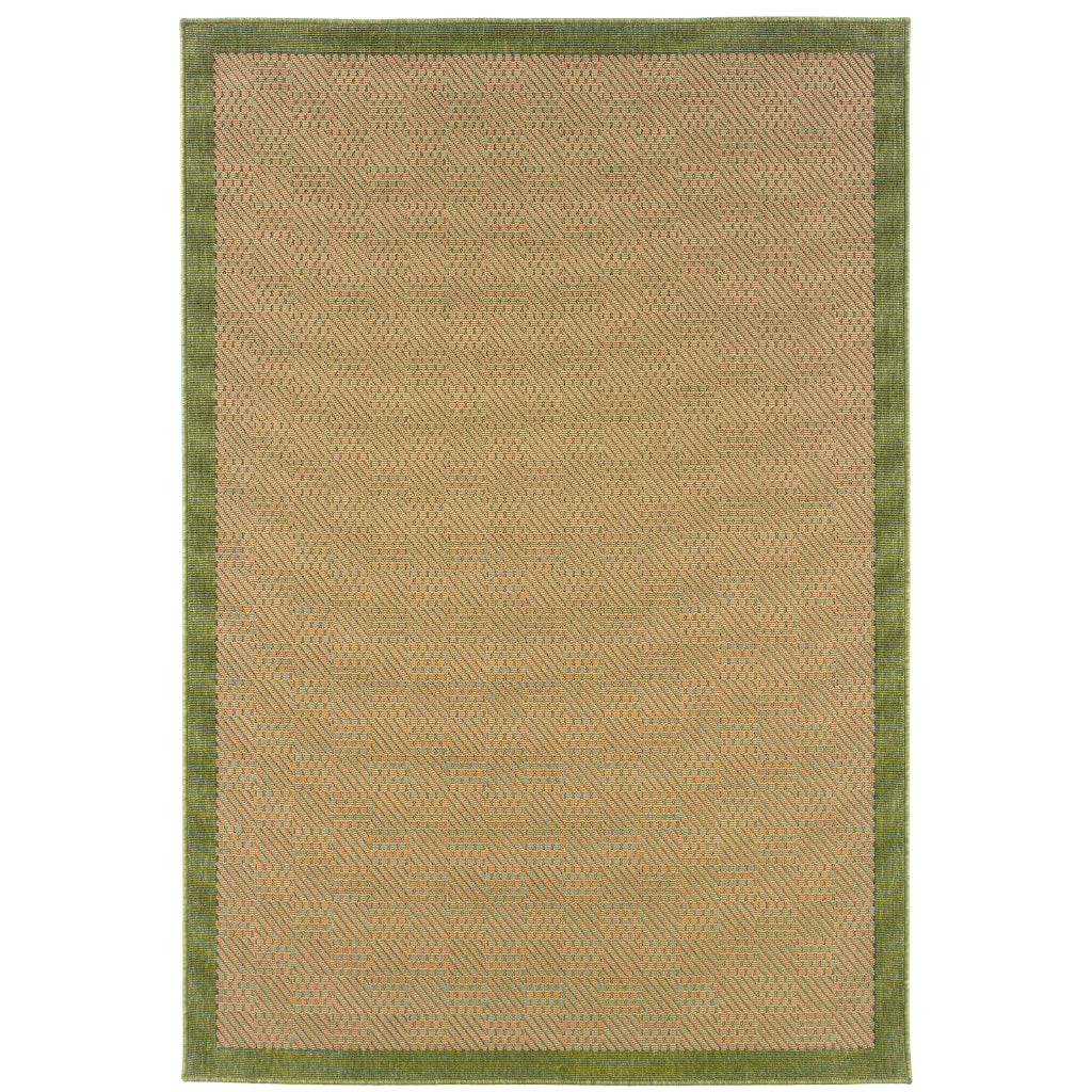 Oriental Weavers Lanai 525G6 Beige/Green Rectangle Indoor / Outdoor Area Rug - Stain Resistant Machine Made Patio Rug with Casual Design