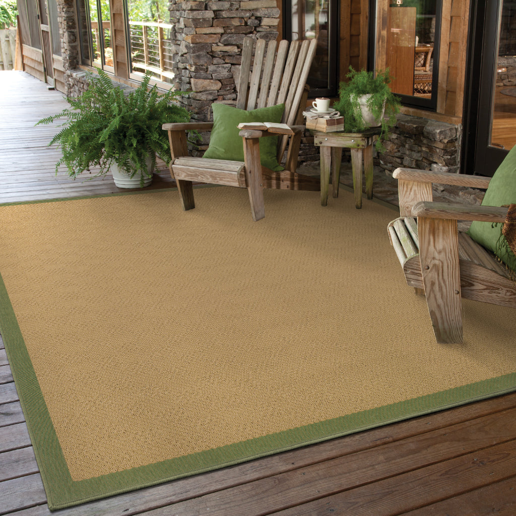 Oriental Weavers Lanai 525G6 Beige/Green Rectangle Indoor / Outdoor Area Rug - Stain Resistant Machine Made Patio Rug with Casual Design