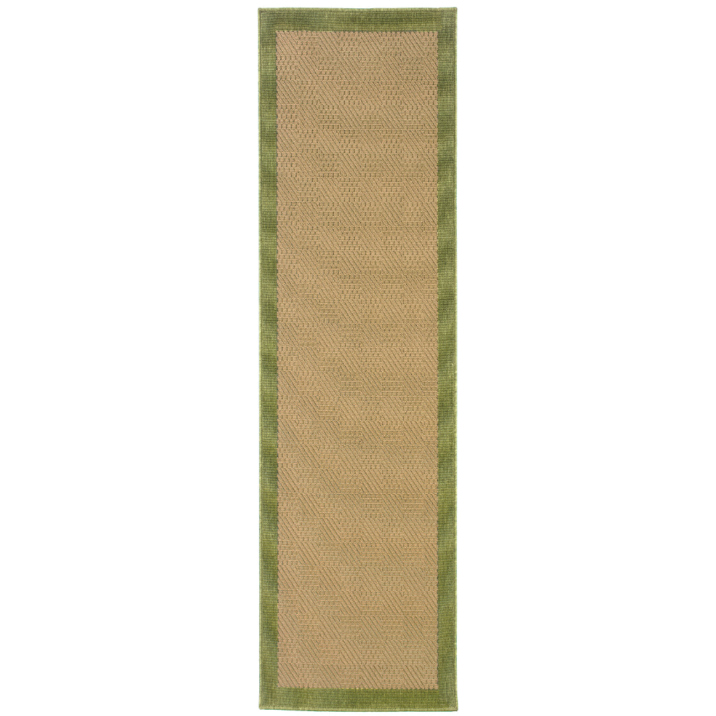 Oriental Weavers Lanai 525G6 Beige/Green Rectangle Indoor / Outdoor Runner - Stain Resistant Machine Made Entryway &amp; Hallway Runner with Casual Design