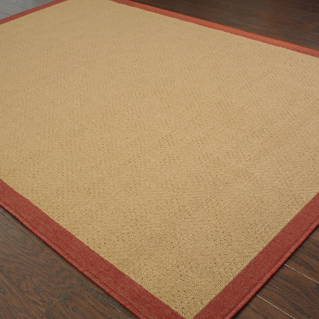 Oriental Weavers Lanai 525O8 Beige/Red Rectangle Indoor / Outdoor Area Rug - Stain Resistant Machine Made Patio Rug with Casual Design