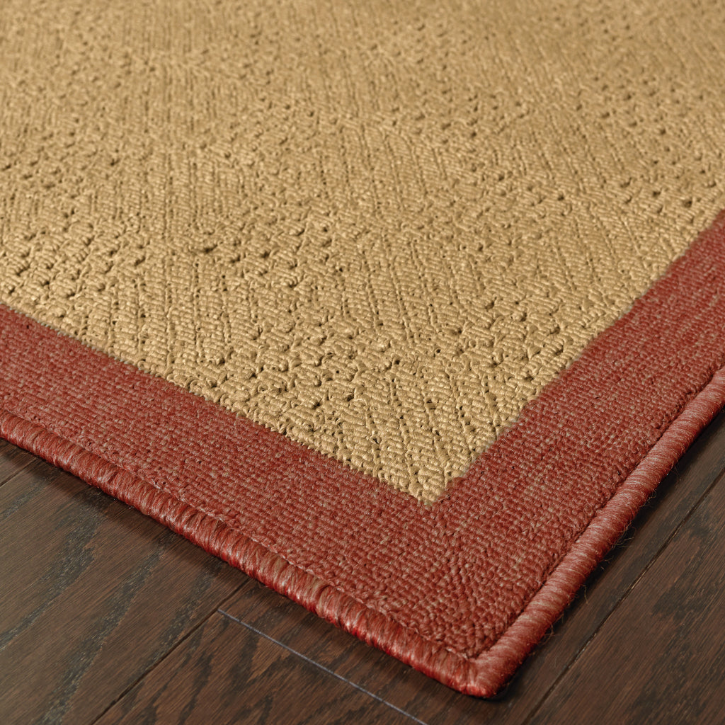 Oriental Weavers Lanai 525O8 Beige/Red Rectangle Indoor / Outdoor Runner - Stain Resistant Machine Made Entryway &amp; Hallway Runner with Casual Design