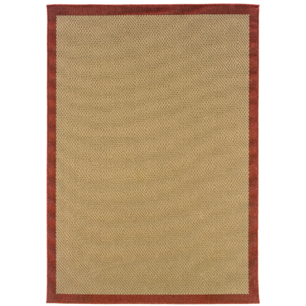 Oriental Weavers Lanai 525O8 Beige/Red Rectangle Indoor / Outdoor Area Rug - Stain Resistant Machine Made Patio Rug with Casual Design