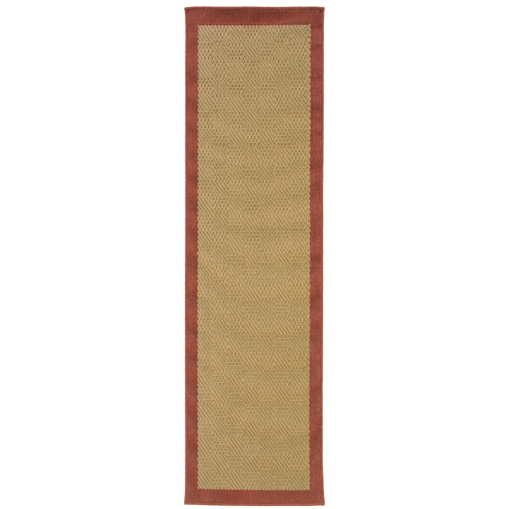 Oriental Weavers Lanai 525O8 Beige/Red Rectangle Indoor / Outdoor Runner - Stain Resistant Machine Made Entryway &amp; Hallway Runner with Casual Design