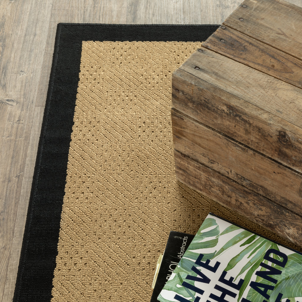 Oriental Weavers Lanai 525X5 Beige/Black Rectangle Indoor / Outdoor Area Rug - Stain Resistant Machine Made Patio Rug with Casual Design