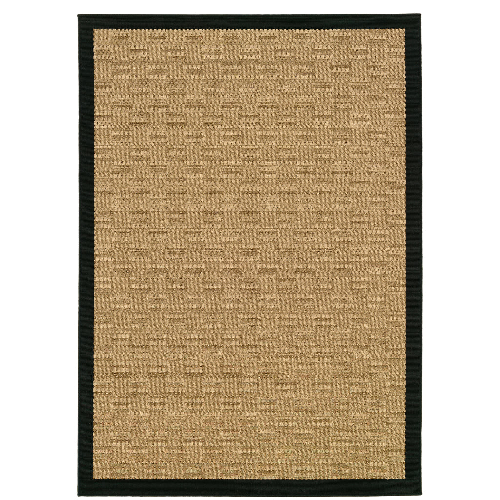 Oriental Weavers Lanai 525X5 Beige/Black Rectangle Indoor / Outdoor Area Rug - Stain Resistant Machine Made Patio Rug with Casual Design