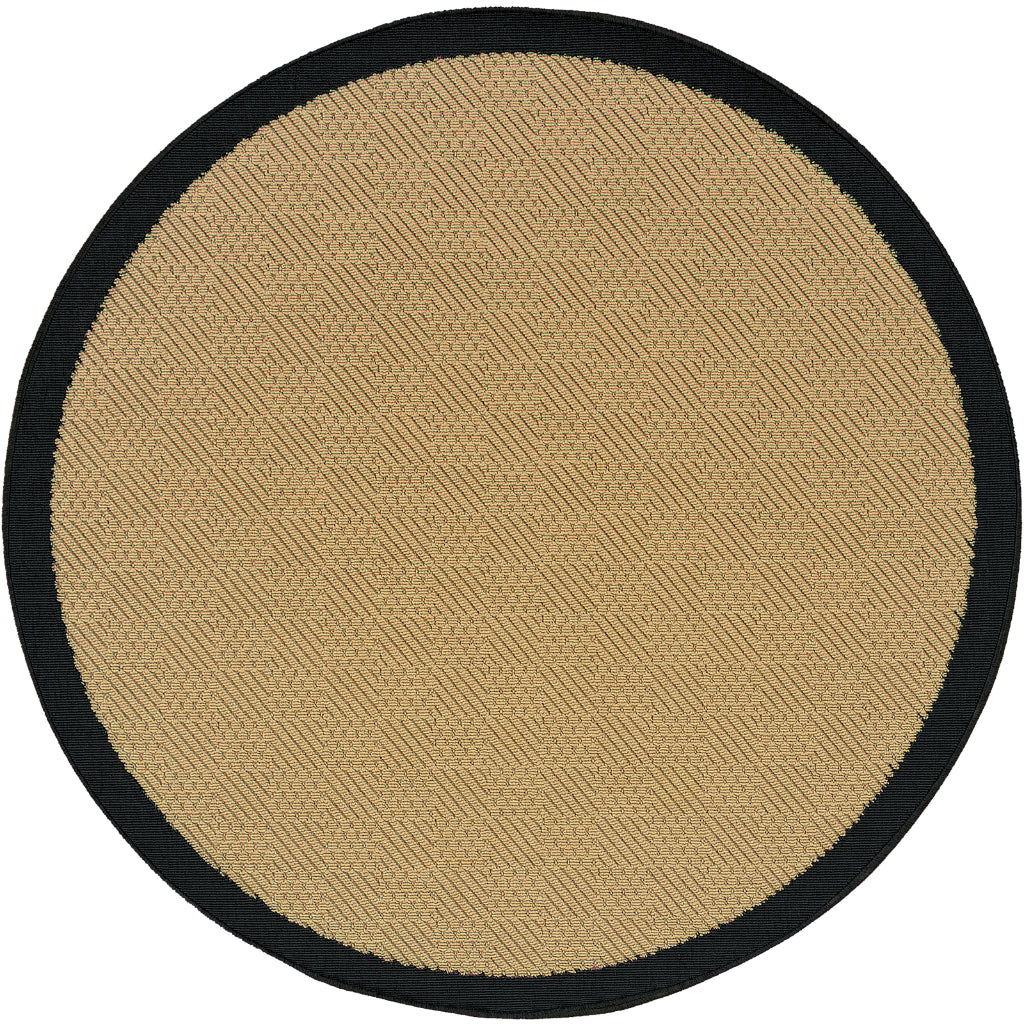 Oriental Weavers Lanai 525X5 Beige/Black Round Indoor / Outdoor Area Rug - Stain Resistant Machine Made Rug for Dining &amp; Living Spaces