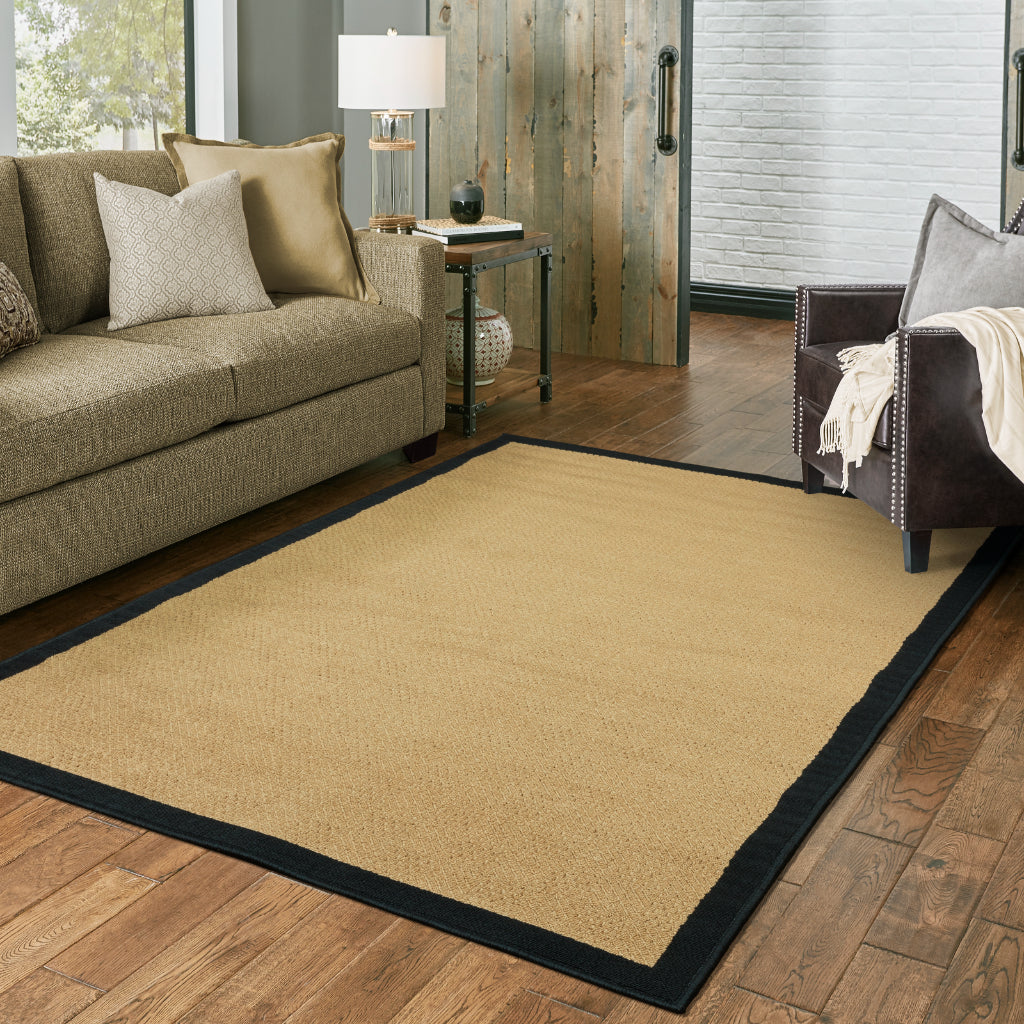 Oriental Weavers Lanai 525X5 Beige/Black Rectangle Indoor / Outdoor Area Rug - Stain Resistant Machine Made Patio Rug with Casual Design