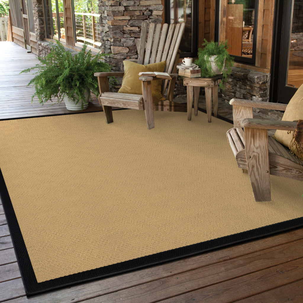 Oriental Weavers Lanai 525X5 Beige/Black Rectangle Indoor / Outdoor Area Rug - Stain Resistant Machine Made Patio Rug with Casual Design