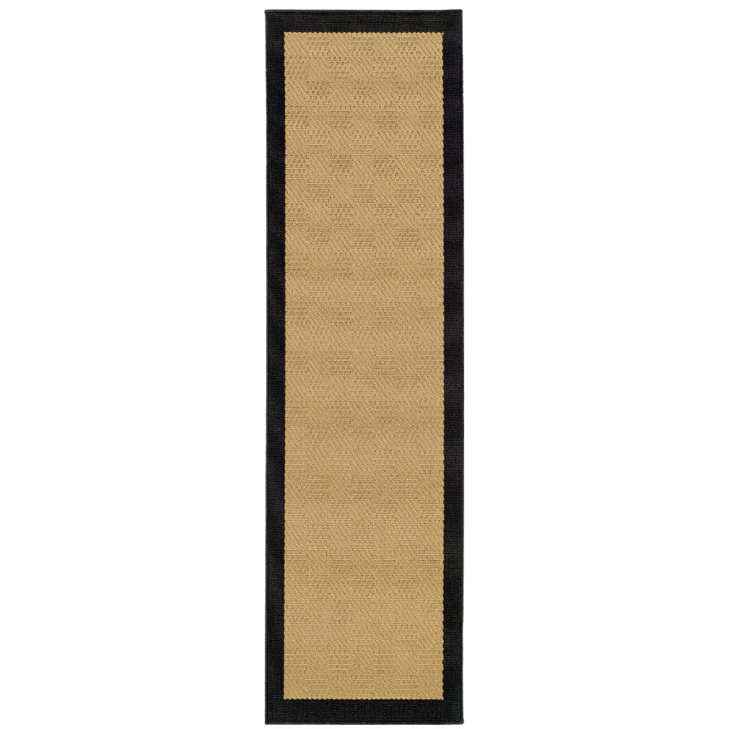 Oriental Weavers Lanai 525X5 Beige/Black Rectangle Indoor / Outdoor Runner - Stain Resistant Machine Made Entryway &amp; Hallway Runner with Casual Design