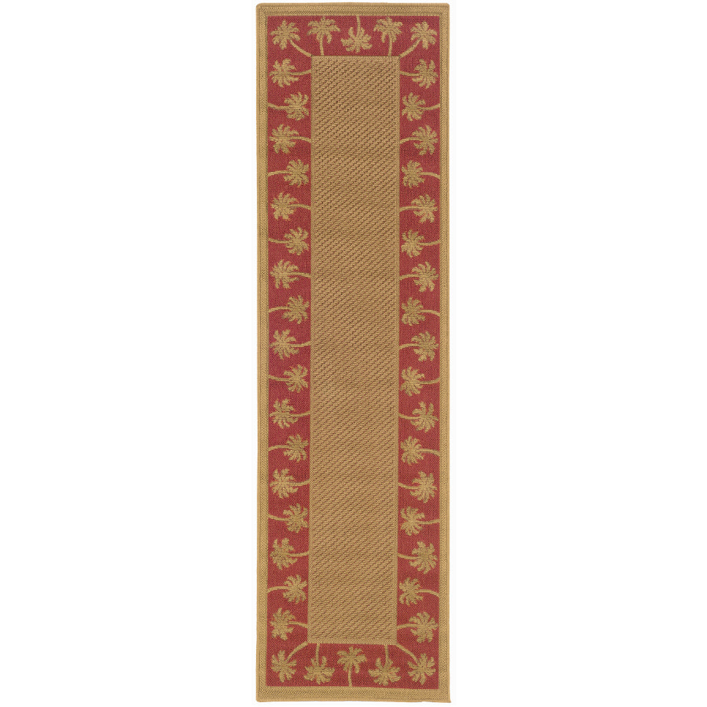 Oriental Weavers Lanai 606C8 Beige/Red Rectangle Indoor / Outdoor Runner - Stain Resistant Machine Made Entryway &amp; Hallway Runner with Casual Design