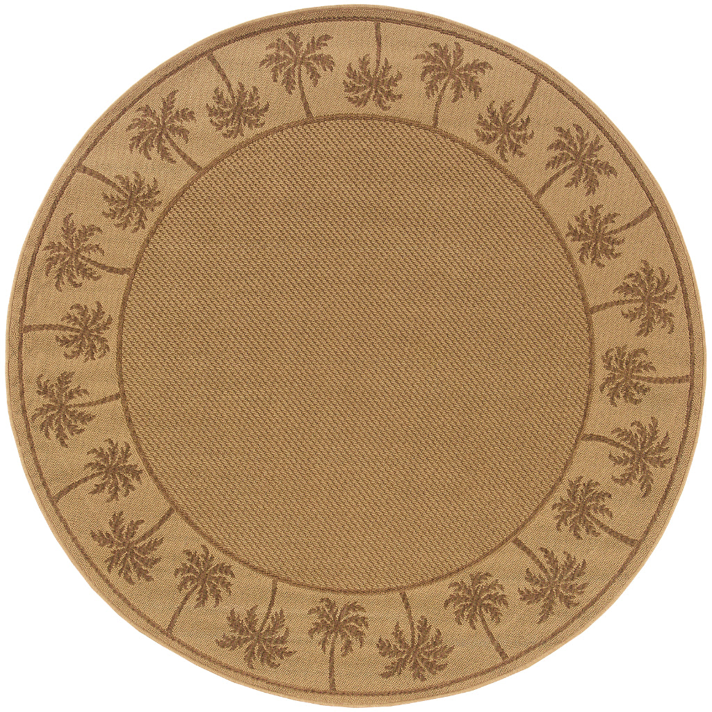 Oriental Weavers Lanai 606D7 Beige/Tan Round Indoor / Outdoor Area Rug - Stain Resistant Machine Made Rug for Dining &amp; Living Spaces