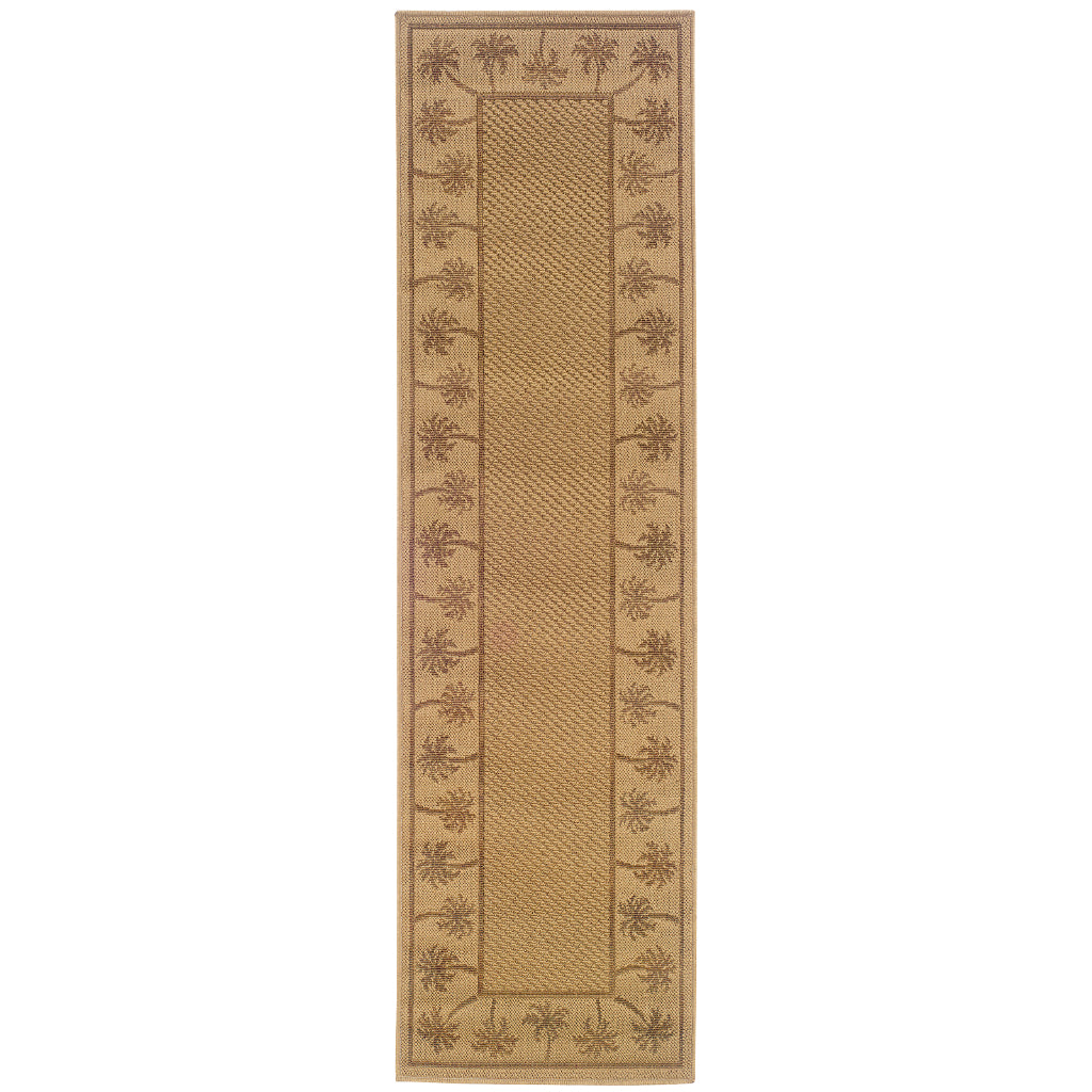 Oriental Weavers Lanai 606D7 Beige/Tan Rectangle Indoor / Outdoor Runner - Stain Resistant Machine Made Entryway &amp; Hallway Runner with Casual Design