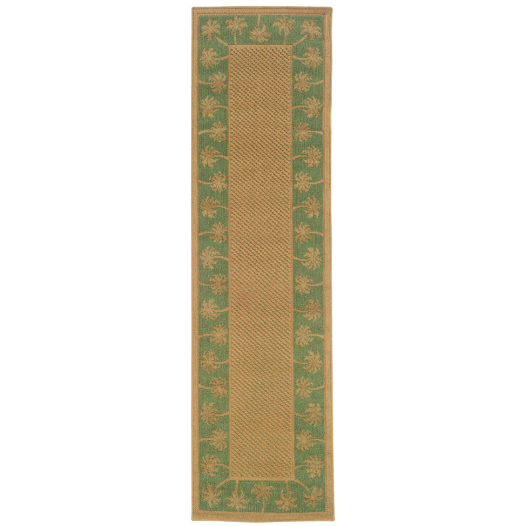 Oriental Weavers Lanai 606F6 Beige/Green Rectangle Indoor / Outdoor Runner - Stain Resistant Machine Made Entryway &amp; Hallway Runner with Casual Design