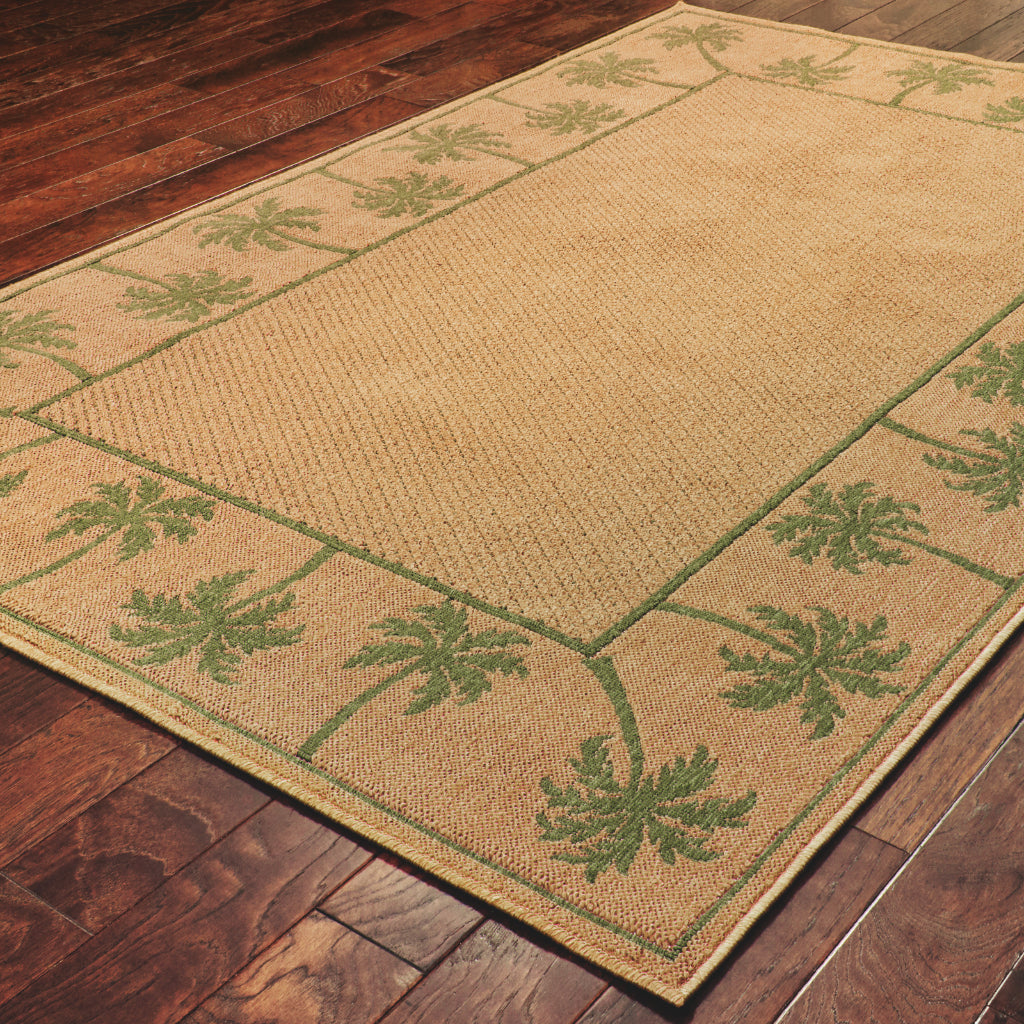 Oriental Weavers Lanai 606G6 Beige/Green Rectangle Indoor / Outdoor Area Rug - Stain Resistant Machine Made Patio Rug with Casual Design