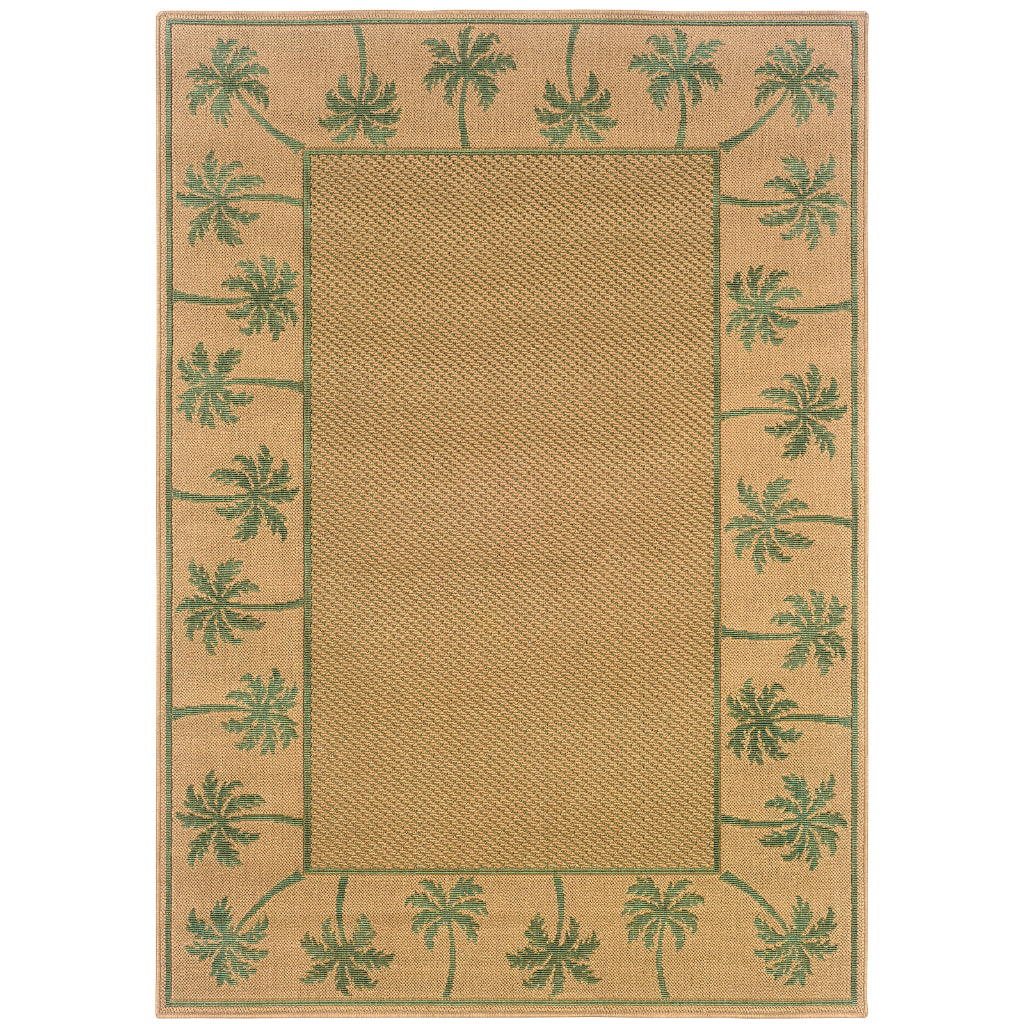 Oriental Weavers Lanai 606G6 Beige/Green Rectangle Indoor / Outdoor Area Rug - Stain Resistant Machine Made Patio Rug with Casual Design