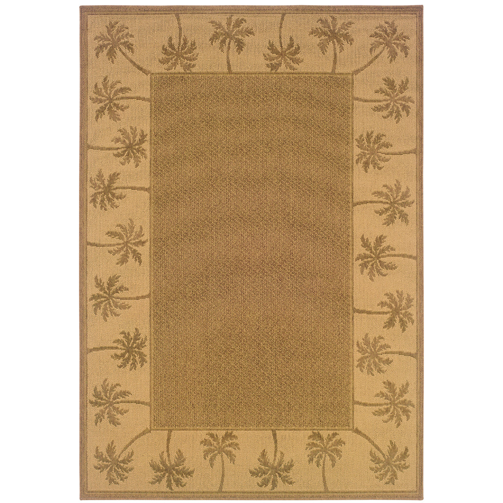 Oriental Weavers Lanai 606M7 Tan/Beige Rectangle Indoor / Outdoor Area Rug - Stain Resistant Machine Made Patio Rug with Casual Design