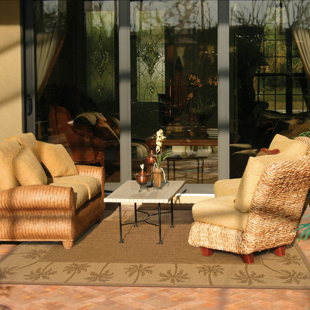 Oriental Weavers Lanai 606M7 Tan/Beige Rectangle Indoor / Outdoor Area Rug - Stain Resistant Machine Made Patio Rug with Casual Design