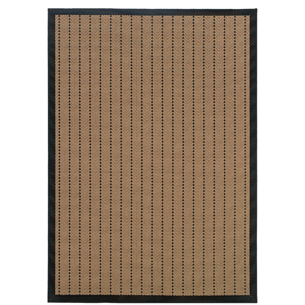 Oriental Weavers Lanai 720X5 Beige/Black Rectangle Indoor / Outdoor Area Rug - Stain Resistant Machine Made Patio Rug with Casual Design