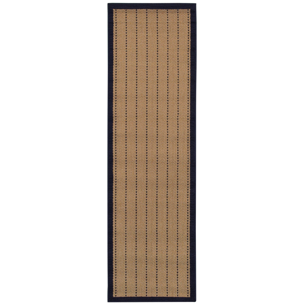 Oriental Weavers Lanai 720X5 Beige/Black Rectangle Indoor / Outdoor Runner - Stain Resistant Machine Made Entryway &amp; Hallway Runner with Casual Design