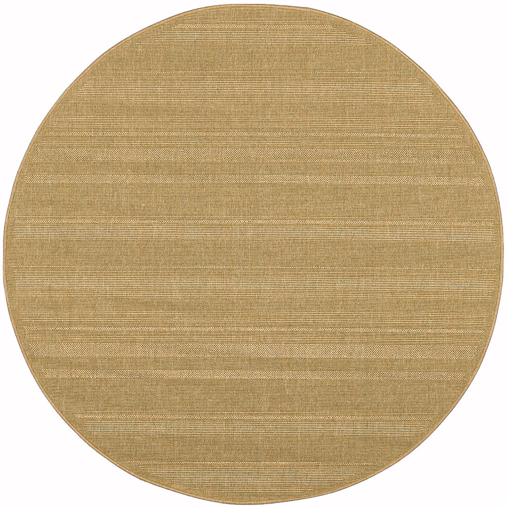 Oriental Weavers Lanai 781Y1 Tan Round Indoor / Outdoor Area Rug - Stain Resistant Machine Made Rug for Dining &amp; Living Spaces