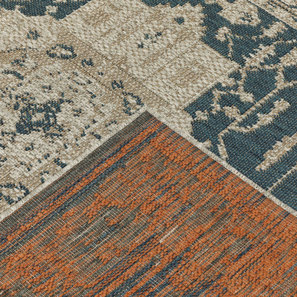 Oriental Weavers Latitude 001J3 Grey/Gold Rectangle Indoor / Outdoor Runner - Stain Resistant Machine Made Entryway &amp; Hallway Runner with Oriental Pattern