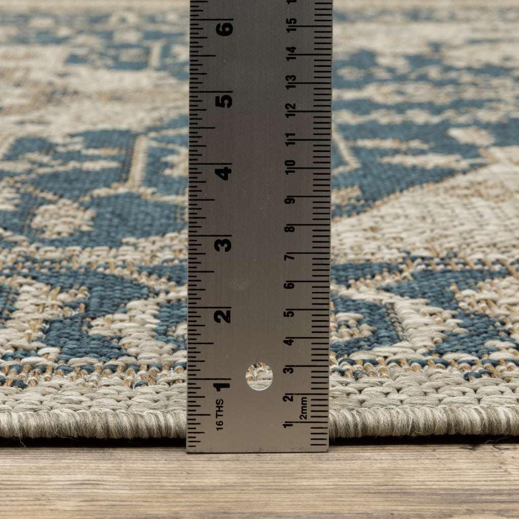 Oriental Weavers Latitude 001J3 Grey/Gold Rectangle Indoor / Outdoor Runner - Stain Resistant Machine Made Entryway &amp; Hallway Runner with Oriental Pattern