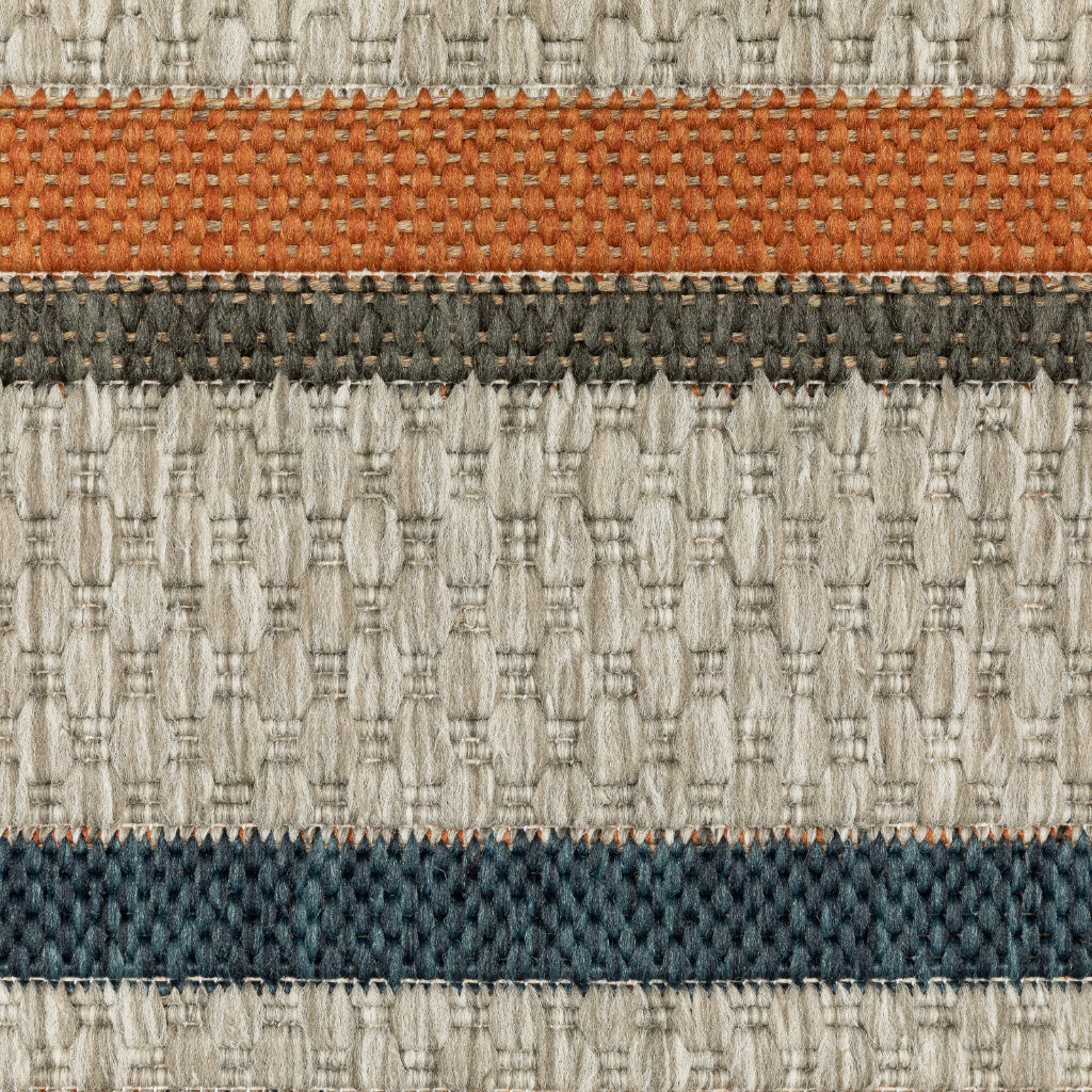 Oriental Weavers Latitude 602W3 Grey/Teal Rectangle Indoor / Outdoor Area Rug - Stain Resistant Machine Made Patio Rug with Geometric Pattern