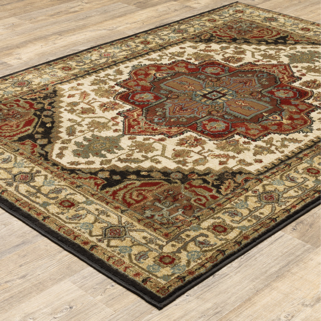 Oriental Weavers Laurel 5100C Multicolor Rectangle Indoor Area Rug - Stain Resistant Low Pile Rug with Medallion Design