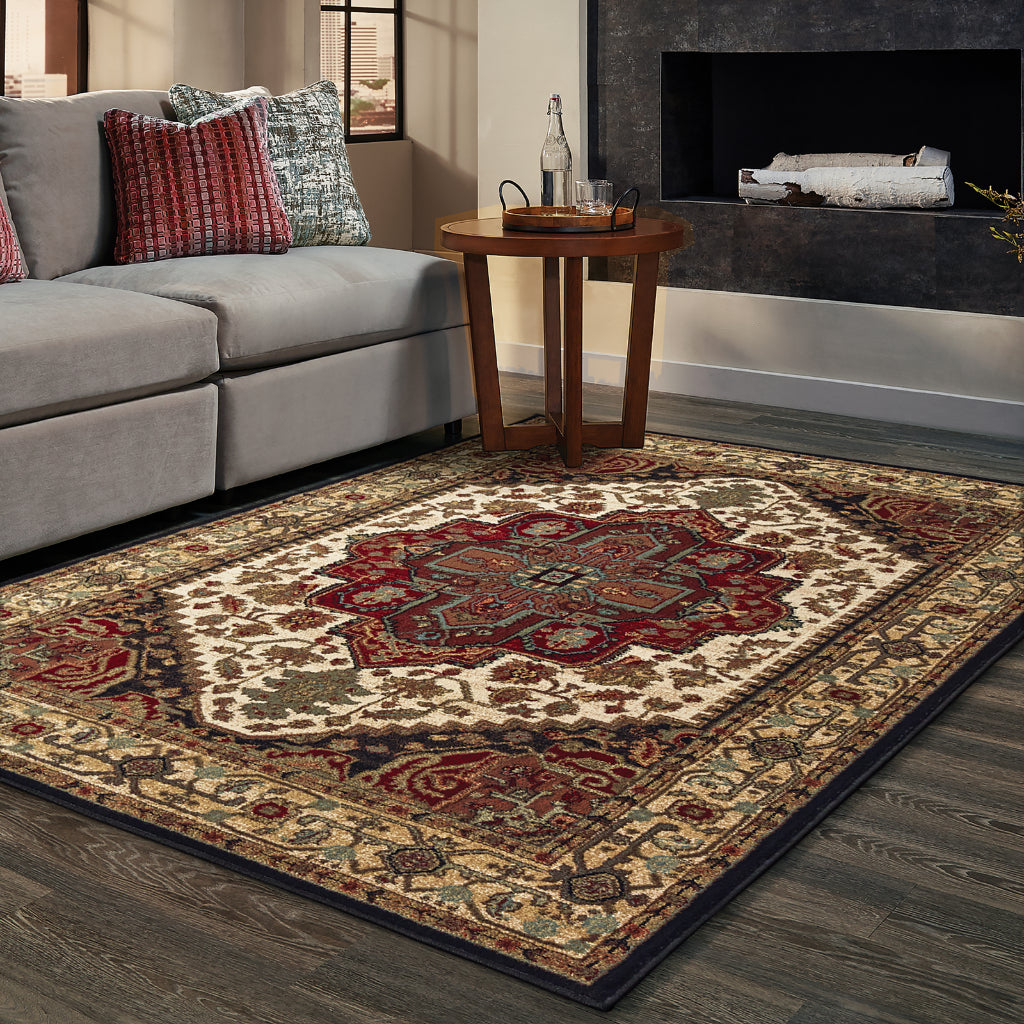 Oriental Weavers Laurel 5100C Multicolor Rectangle Indoor Area Rug - Stain Resistant Low Pile Rug with Medallion Design