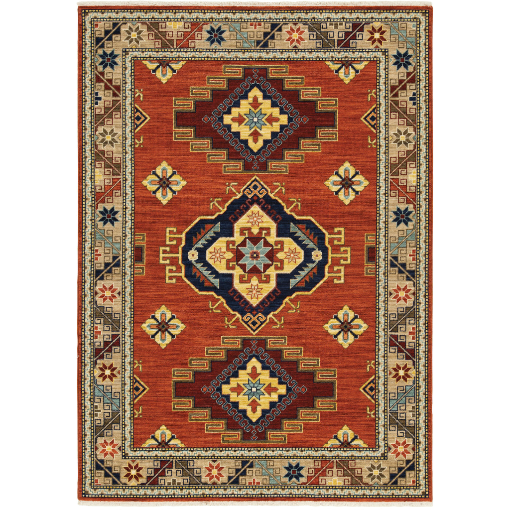 Oriental Weavers Lilihan 5504P Multicolor Rectangle Indoor Area Rug - Soft & Durable Low Pile Rug with Medallion Design-