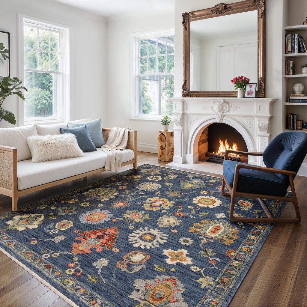Oriental Weavers Lucca 2863B Blue Rectangle Indoor Area Rug Oriental Pattern-