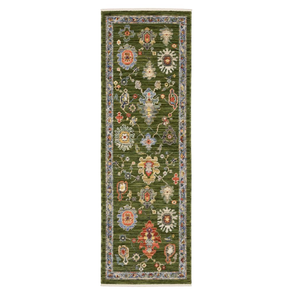 Oriental Weavers Lucca 2863E Green Rectangle Indoor Runner Oriental Pattern-