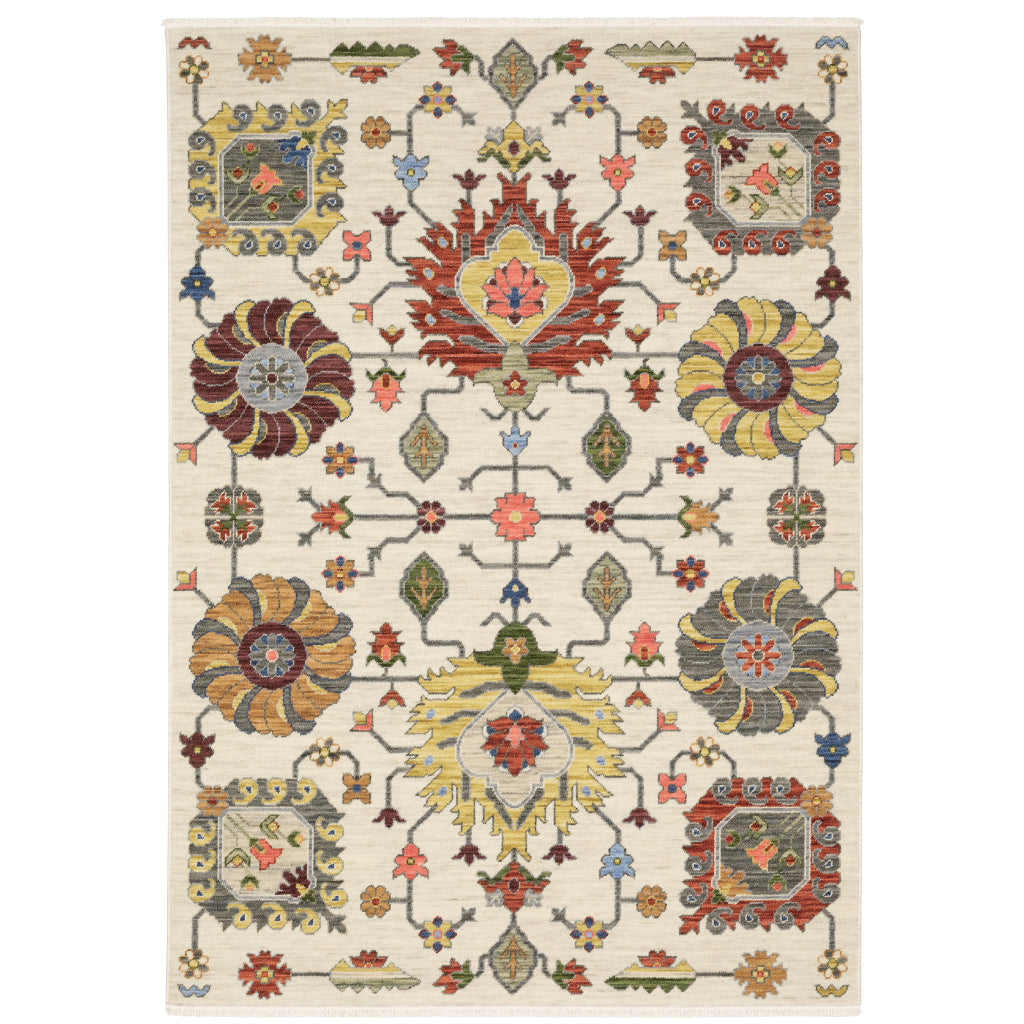 Oriental Weavers Lucca 8111W Multicolor Rectangle Indoor Area Rug - Soft &amp; Durable Low Pile Rug with Persian Design